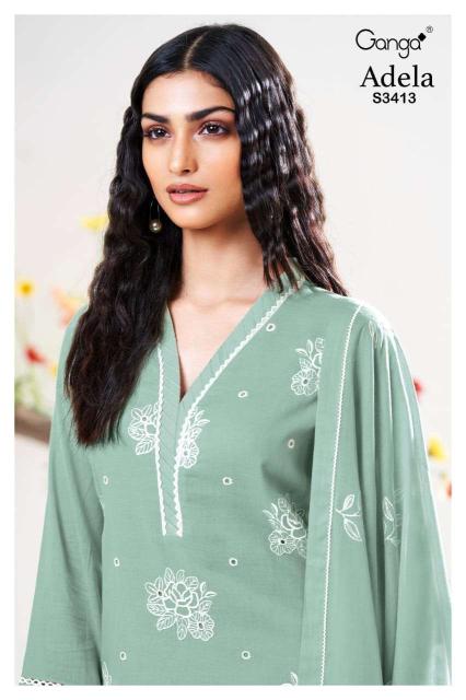 Ganga adela 3413 wholesale unstitched dress material  - wholesale export
